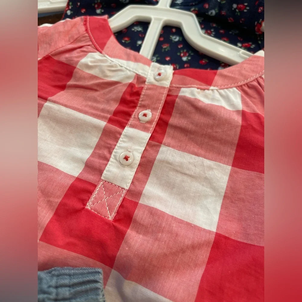 🆕Carters‎ NWT 3 piece girls summer set-size 18 mos-red gingham shorts bodysuit